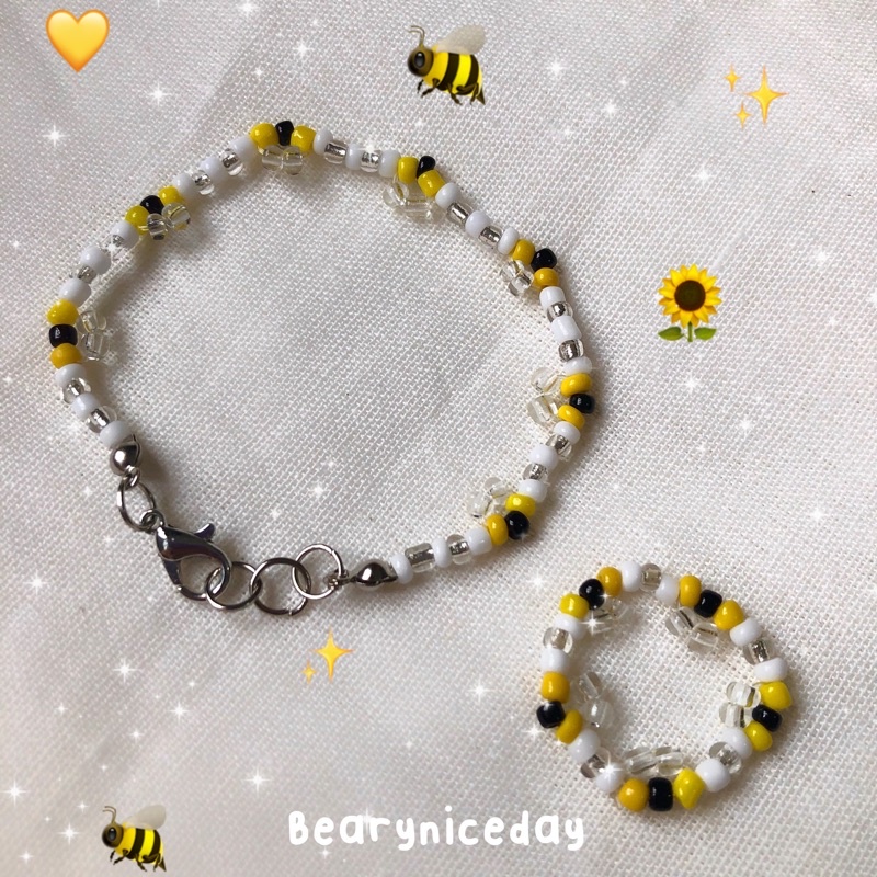 Gelang Lebah | Cincin Lebah | Bee Set | Bee Bracelet | Bee Ring | Gelang Manik | Cincin Manik