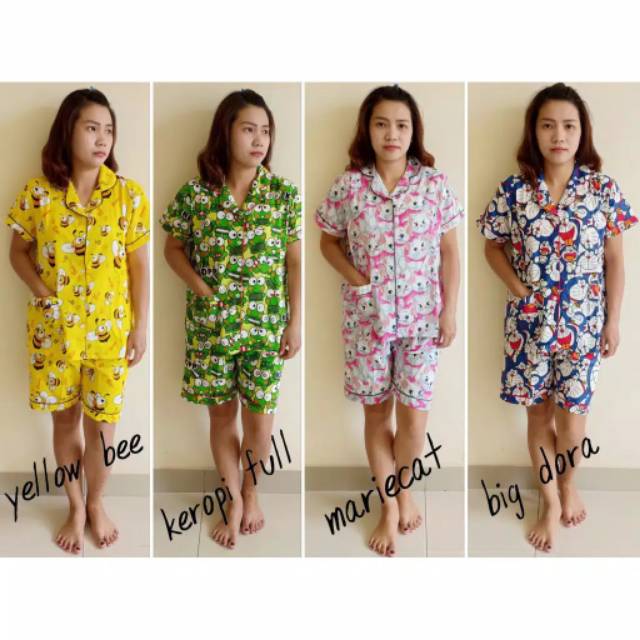 [Fashion Muslim] Baju tidur HOTPANTS motif | piyama karakter | kartun | murah