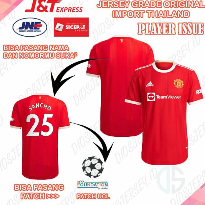 Jersey Bola Mu Home 2021 2022 Player Issue Terbaru Slim Fit - S Berryirwanshyah
