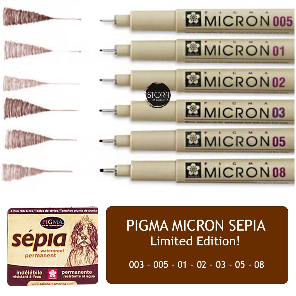 Sakura Pigma Micron SEPIA Satuan - Drawing Pen Brown Coklat Stok Terbata