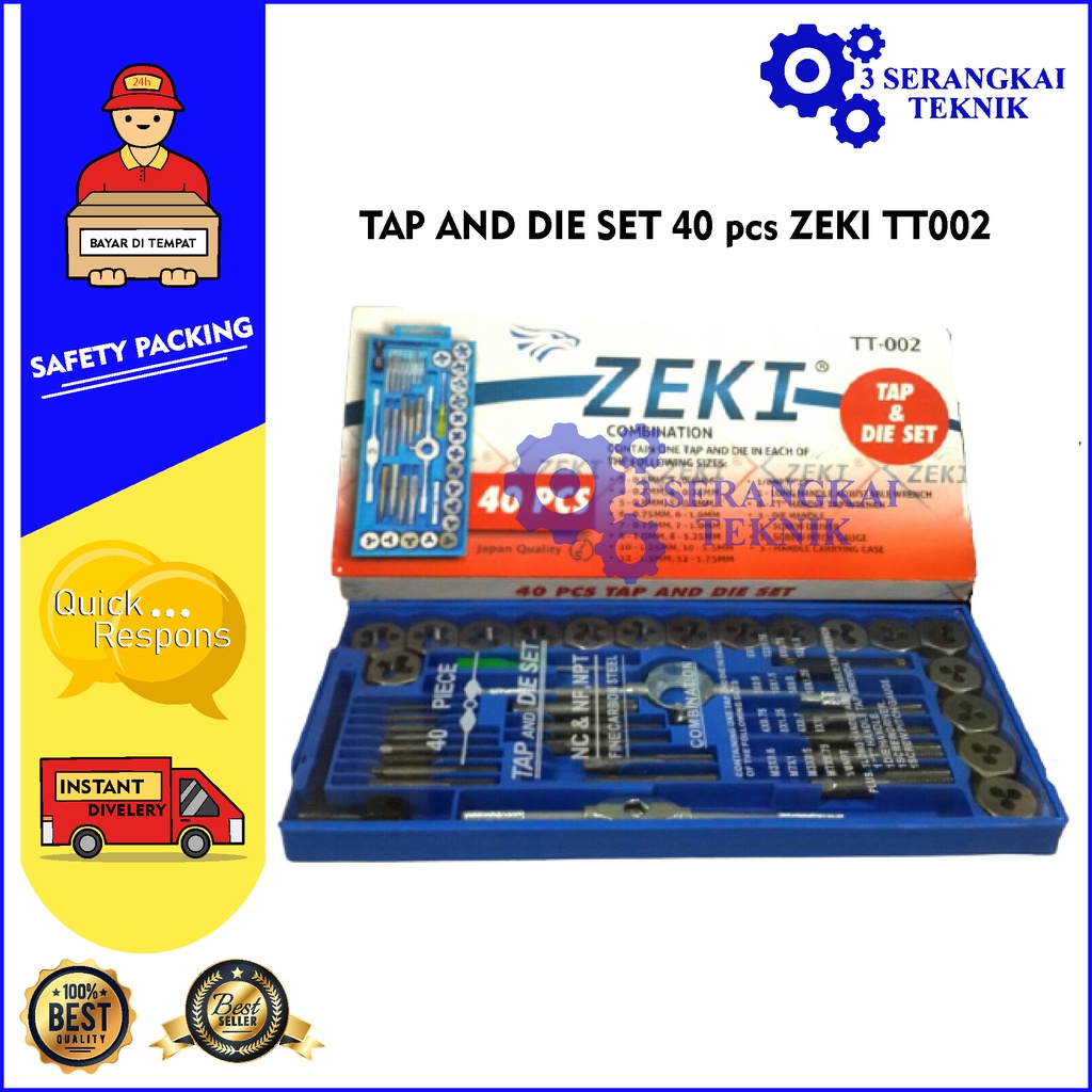 Metric Tap and Die Set 40 piece Zeki TT-002