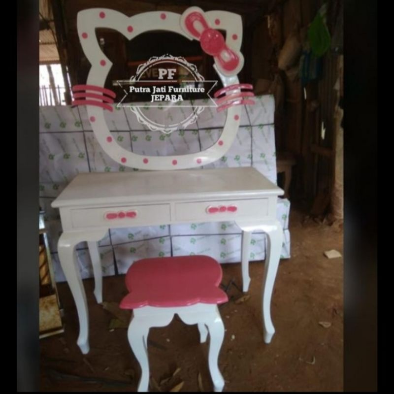 Meja rias anak-anak kayu jati mpdel hello Kitty murah Jepara