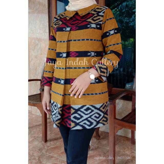 Tunik Tenun Blanket pakai lapisan kain tricot