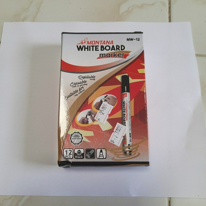 Spidol White Board Montana Hitam Whiteboard - 1 Pack Isi 12 Buah