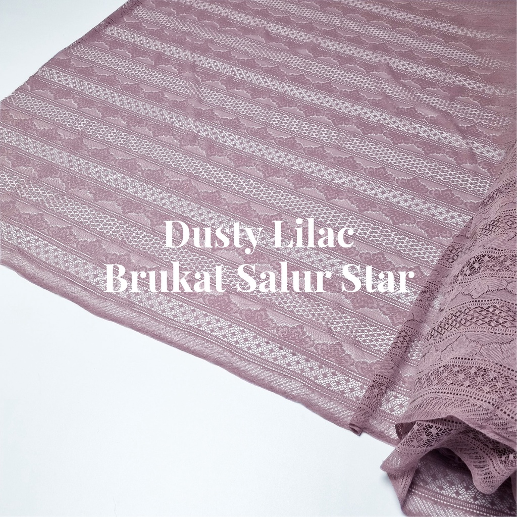 0,5m bahan kain brokat lace kebaya malika ungu dusty lilac salur raya star rimba soulmate  chantili