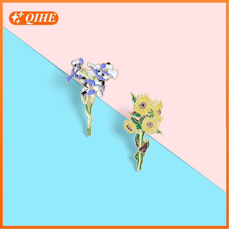 Bros Pin Enamel Bentuk Bunga Matahari Iris Untuk Wanita