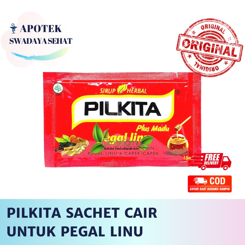 PILKITA Pegal Linu STRIP 2 Tablet Plus Madu SACHET Syrup - Untuk Pegal Linu Sakit Pinggang Otot Pil Kita