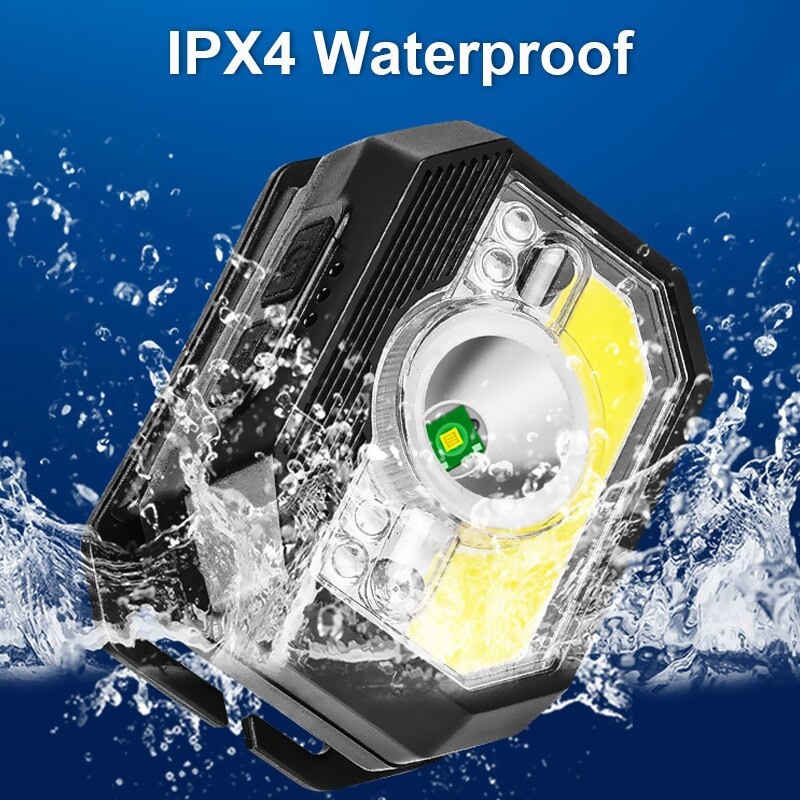 Senter LED Kepala Headlamp Sensor Waterproof XPG + COB - LH-K28 - Black