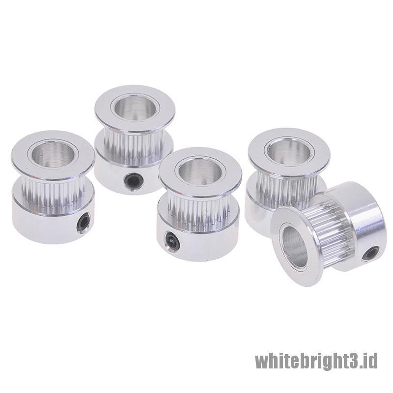 &lt; White3 &gt; 5Pcs gt2 timing pulley 20t 5 / 6.35 / 8mm Untuk Sabuk 6mm 3d