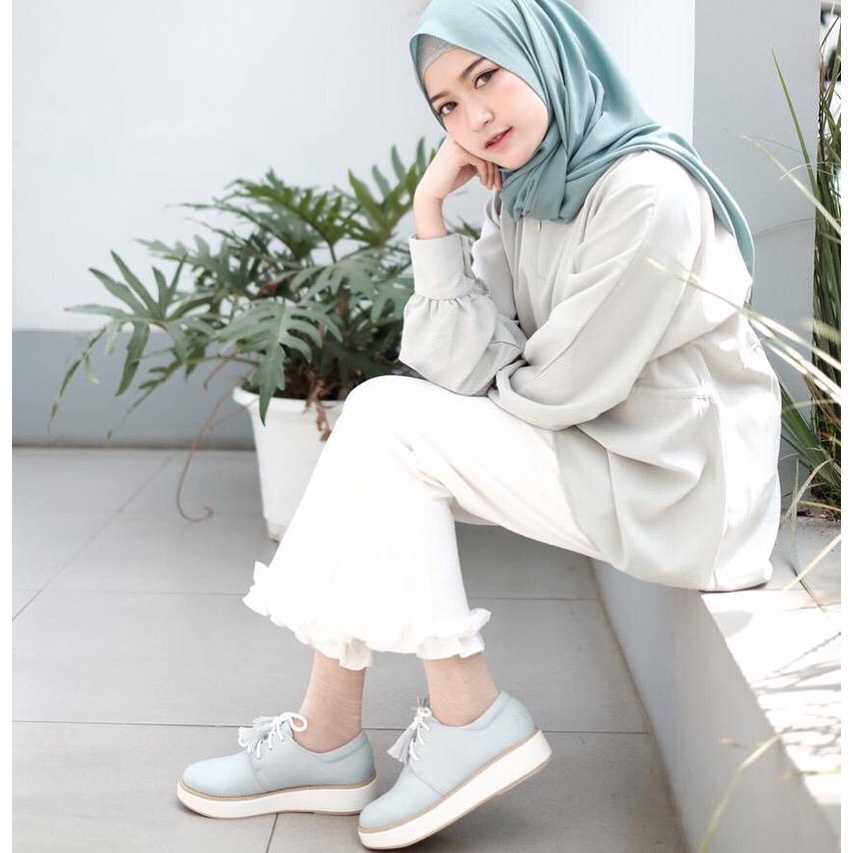 [SIAP KIRIM] BRShoes81 Biru Sepatu Wedges Tali Casual Wanita