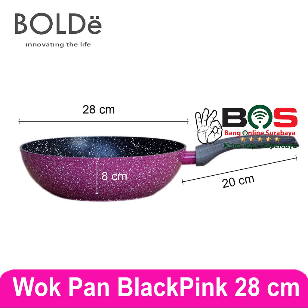 Bolde Super Pan Wok 28 CM Granite Black Panci Wajan anti lengket