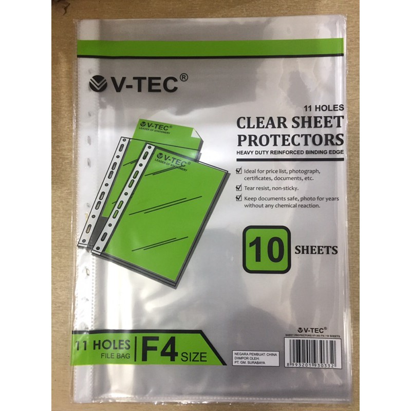 

map plastik/plastik pelindung/clear sheet protectors F4 V-tec