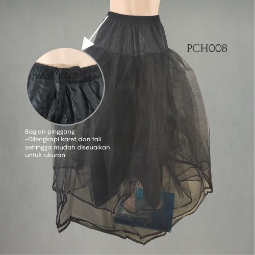 [PRODUK FAVORIT] PETTICOAT LOLITA GAUN DALAMAN ROK PENGEMBANG HITAM PCH008