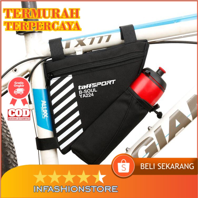 TaffSPORT Tas Sepeda Waterproof Dengan Holder Botol Minum Triangle Frame Bag Waterproof tas sepeda a