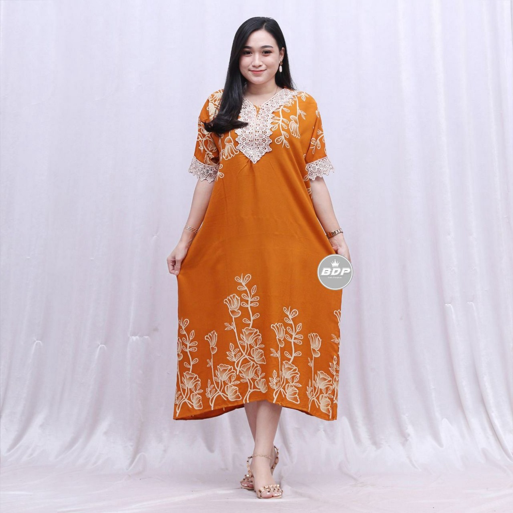 Dianputri - Daster Arab Zeema | Rayon Super Grade A | Resleting Depan Busui | Renda Milo Ori-afika kuning