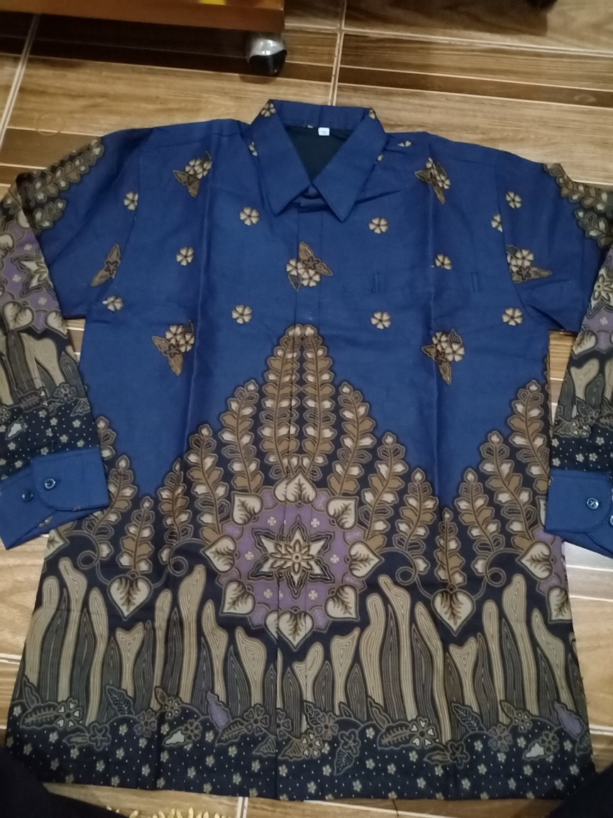 Batik Kangen Kamulyan Navy Full Furing Katun Halus Sragenan Size M-xxl Asli Solo