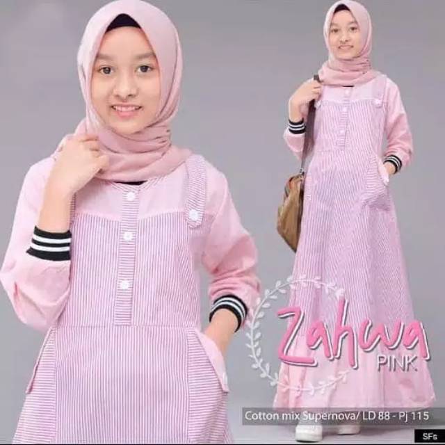 Zahwa dress kids /Gamis anak/Gamis anak remaja/Gamis anak tanggung/ Gamis Midi// pakaian anak peremp