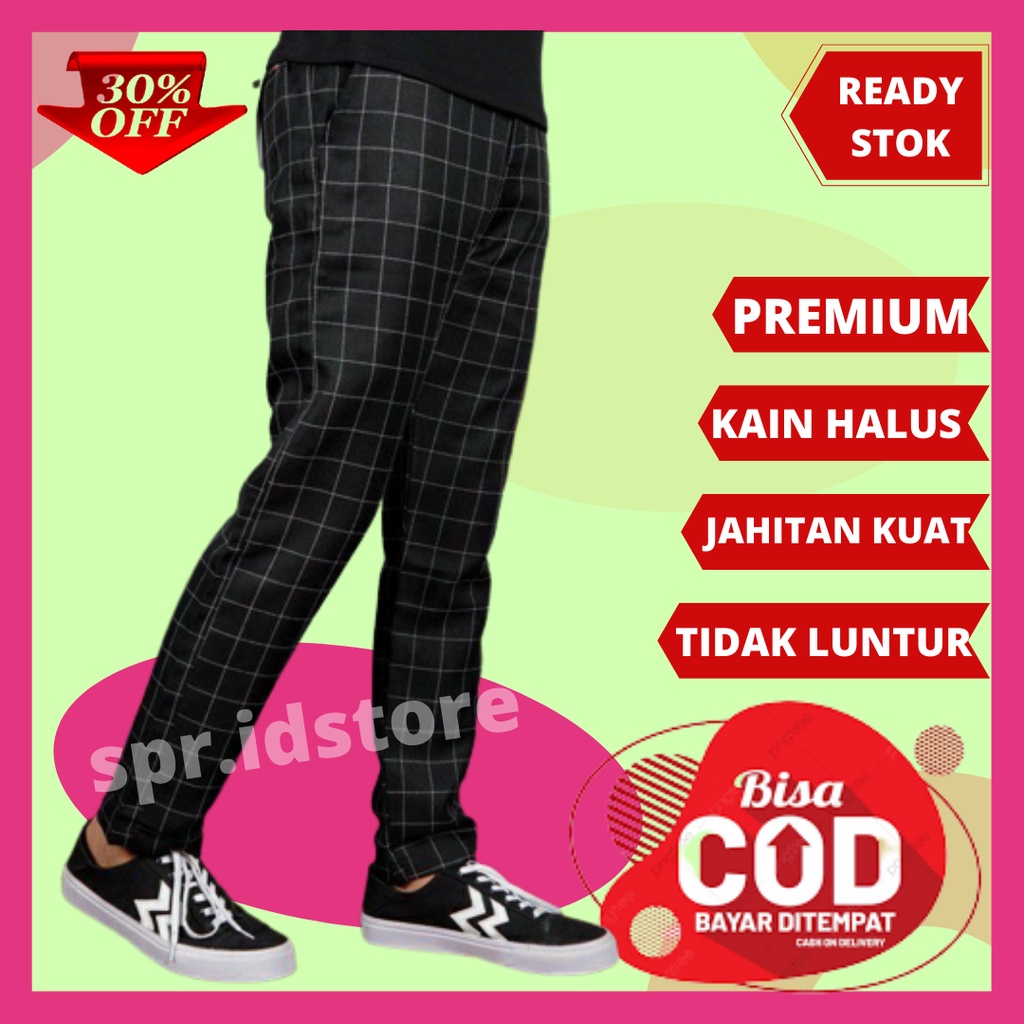 celana tartan pria angkle pants celana kotak kotak pria celana tartan kotak celana panjang tartan