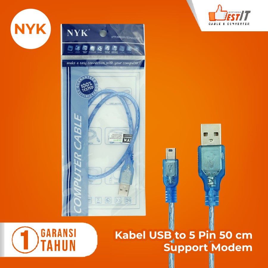 NYK Kabel USB to 5 Pin Support Modem/ Kabel USB to 5 Pin colokan esia