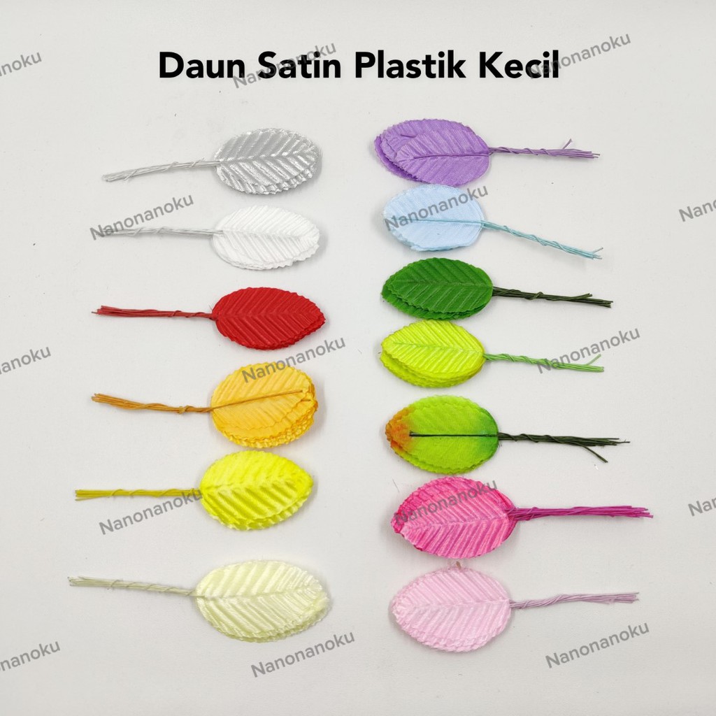 [Per Ikat] Daun Kecil Satin Plastik / Craft / Artificial Warna Warni Dekorasi Mahar