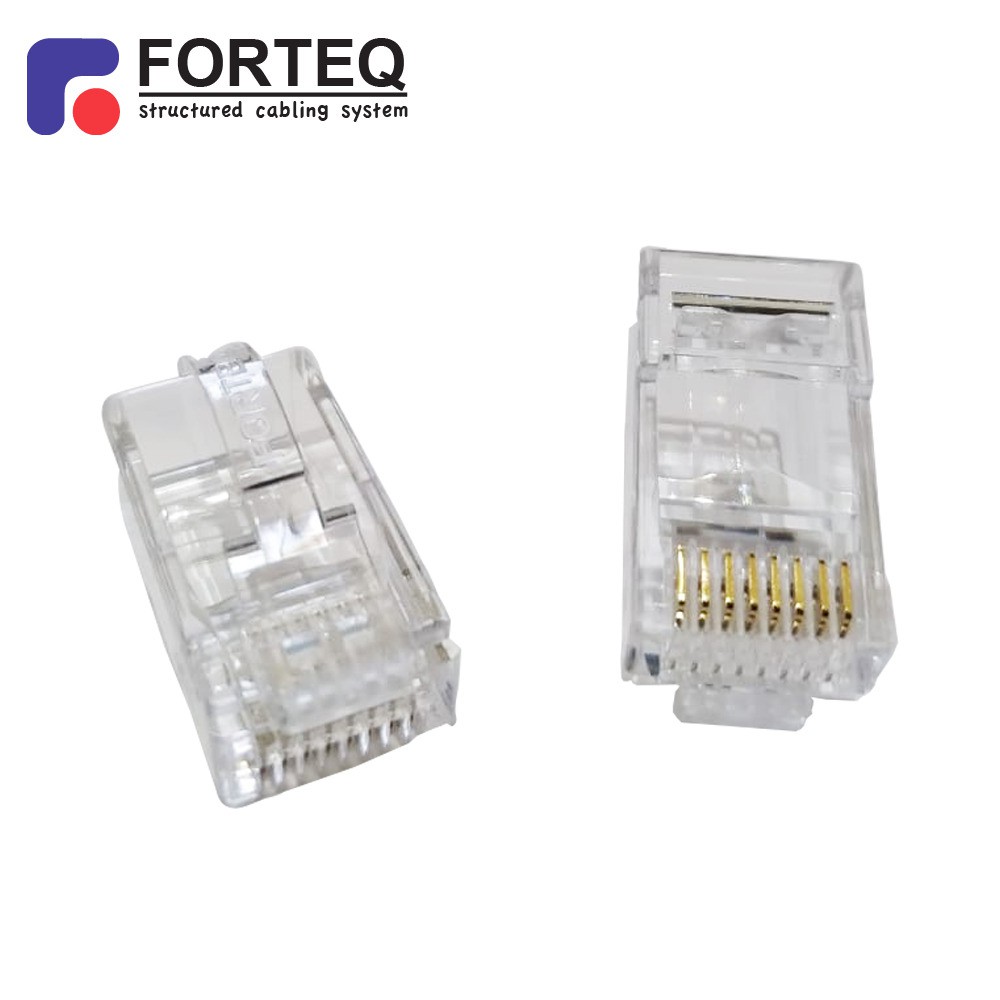 Connector RJ45 UTP Cat 6 UTP Indoor FORTEQ - Konektor Kabel Lan UTP Cat 6 100pcs tidak mudah PATAH