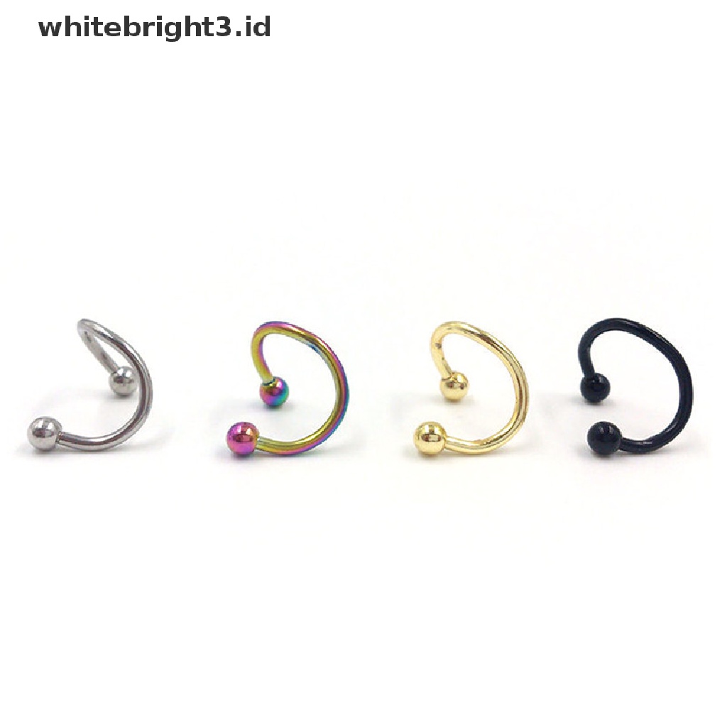 (whitebright3.id) Anting Tindik Telinga / Hidung / Bibir Bentuk Spiral Bahan Stainless Steel Gaya Punk