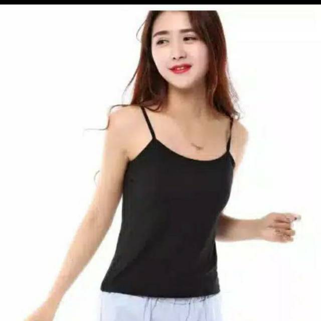 Tangtop hitam wanita bahan spandek adem model tali