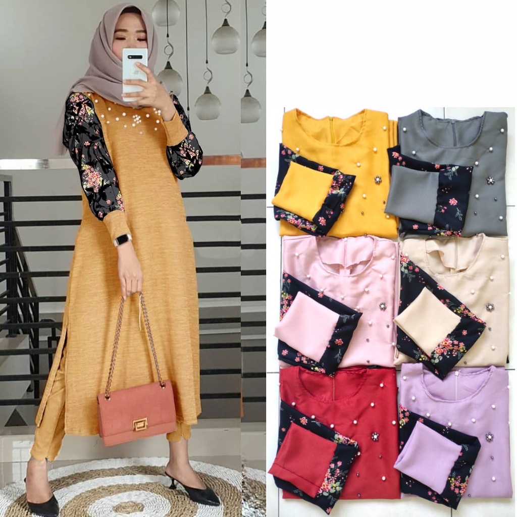 QUINNYSHOP-COD-US-SETELAN BAJU TUNIK DAN CELANA WANITA MUSLIM-SETELAN OOTD TERBARU-SETELAN MUSLIM-SE