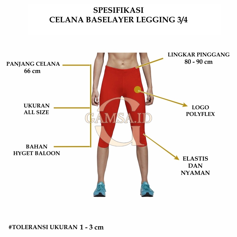 BISA COD - LEGGING PENDEK 3/4 CELANA BASELAYER PRIA WANITA CELANA MANSET DALEMAN MANGSET PENDEK OLAHRAGA SPORT LARI RENANG