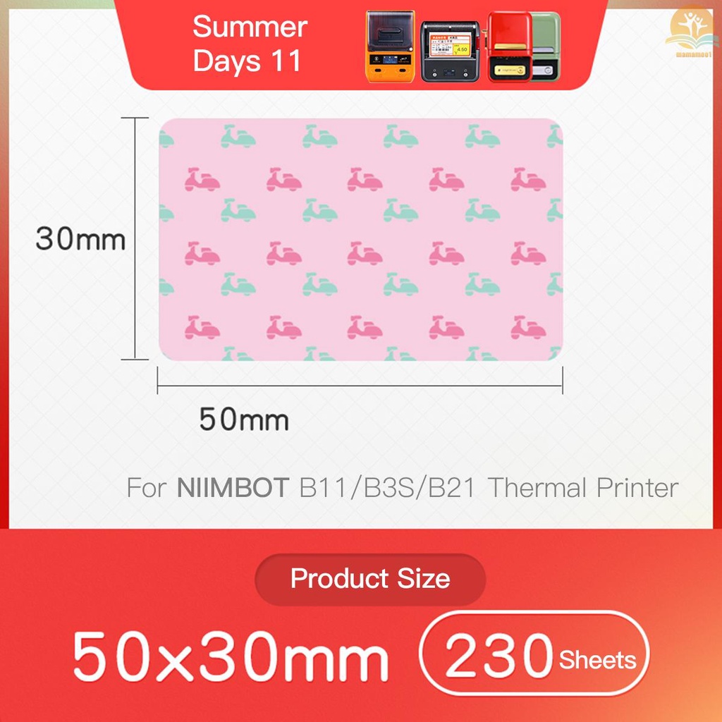 Niimbot Gulungan Kertas Printer Thermal Motif Print Kartun Ukuran 50x30mm Tahan Air 230 Lembar / B11 / B21 / B3S