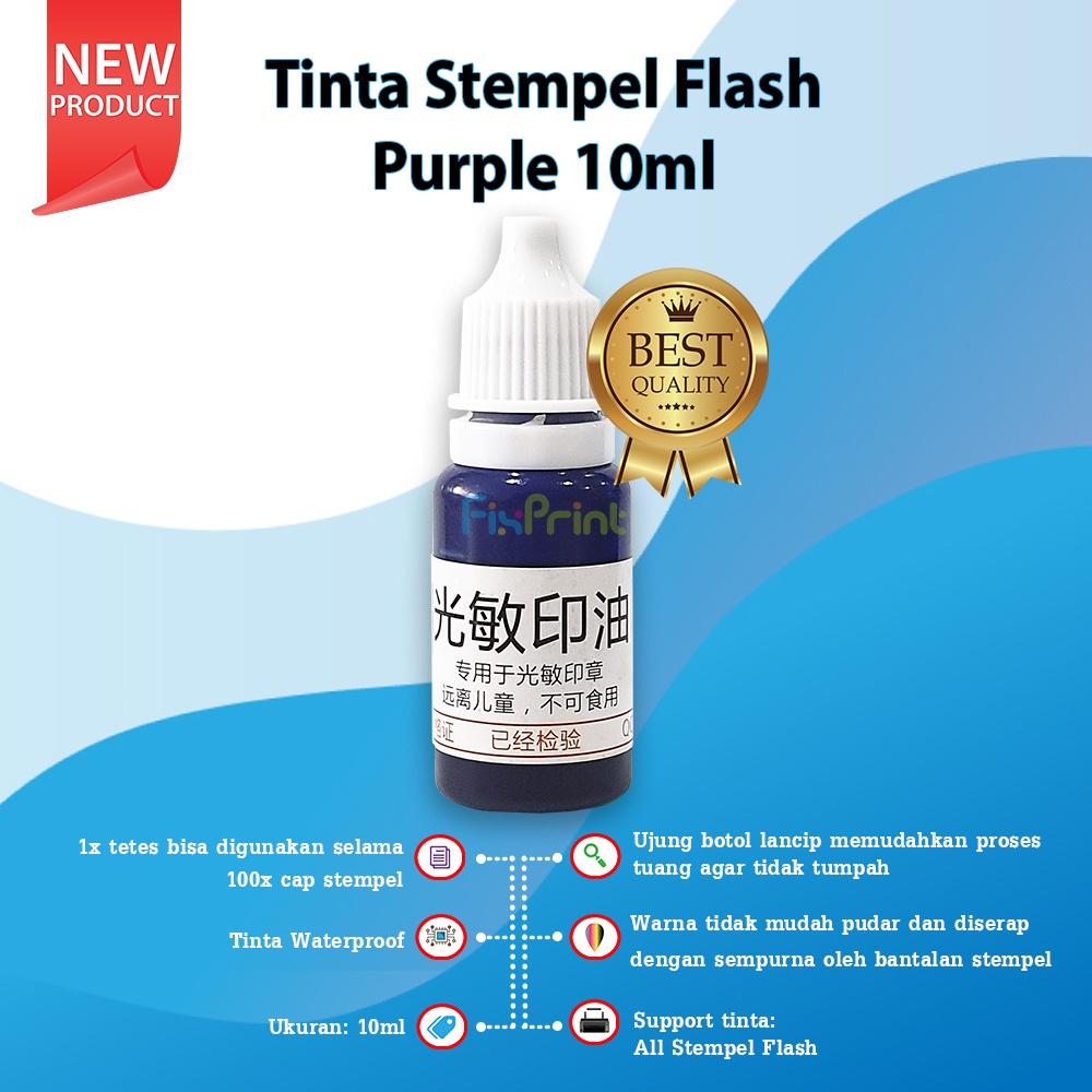 Tinta Stempel Flash 10ml Refill Cap Stamp Ink Waterproof 10 ml