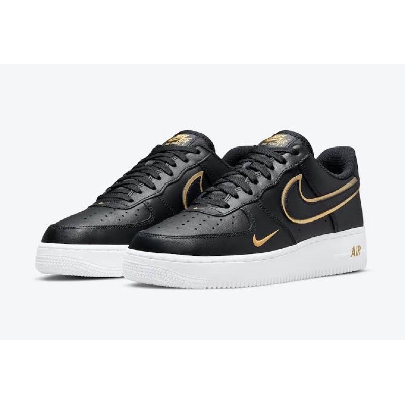 Nike Air Force 1 Double Swoosh Black Gold