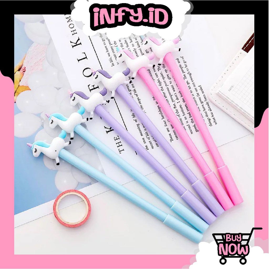 INFY - PENA UNICORN FULL BODY PEN GEL  KARAKTER UNICORN PULPEN UNICORN LUCU COD MURAH R207