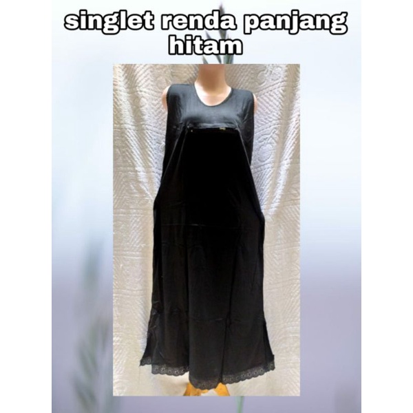 Singlet Renda Ibu Gamis Panjang Hitam Kaos / Perlengkapan Haji Umroh Wanita