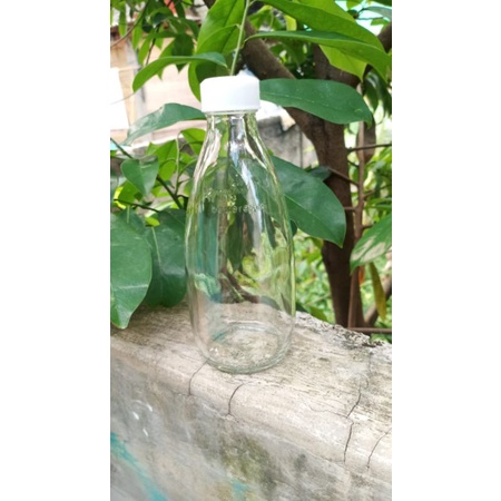 Botol kaca 250 ml bening tutup plastik