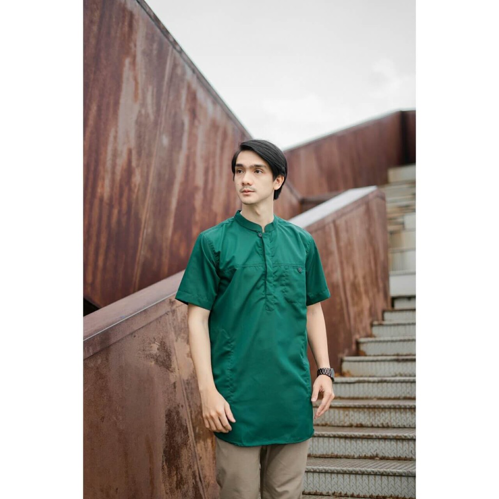 Fashion Muslim Atasan Busana Muslim Pria Kurta Toyobo Muslim Pria Hijau