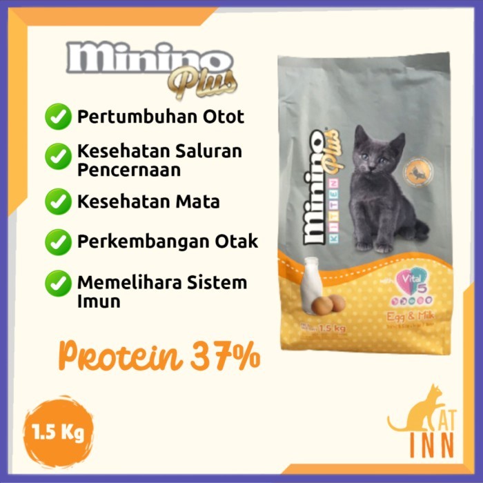 ✔ COD ✔ Minino Plus Kitten Makanan Kucing Kitten Super Premium 1.5 kg