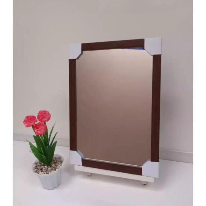 Promo Cermin dinding gantung minimalis Cermin tempel murah Cermin aesthetic Cermin makeup  45 X 35-Coklat tua