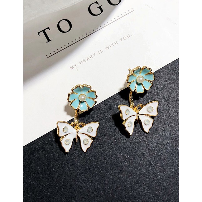 LRC Anting Tusuk Fashion Butterfly Shape Decorated Earrings