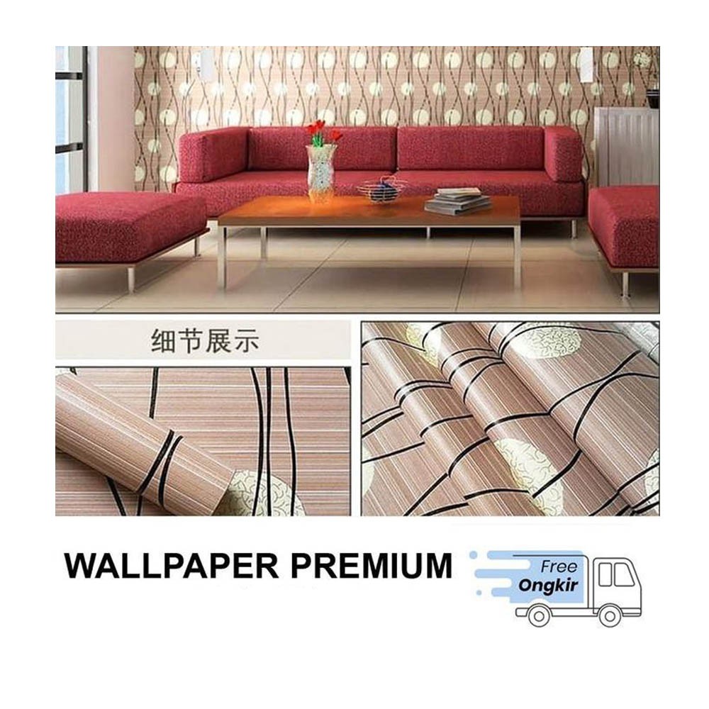 (COD) Gudang Wallpaper Sticker Dinding kamar anti air Murah Dan Terbaik Motif Polkadot Cokelat Bahan PVC Premium (SUDAH ADA LEM)