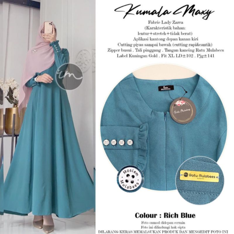 BEST SELLER  GAMIS MUSLIMAH KUMALA MAXY ORI BY RATU MULABEES