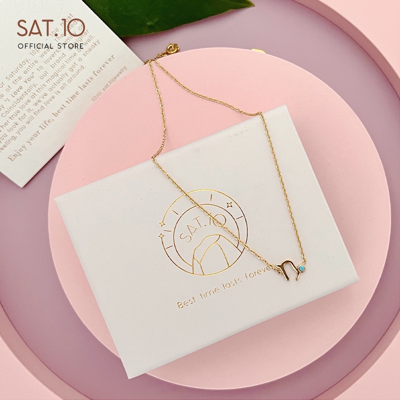 SAT.10 Kalung zodiak capricorn - Kalung zodiak emas zircon 18K liontin zodiak capricorn SAT-FAA4019-1