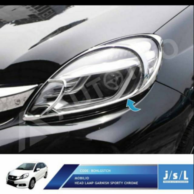 Garnish lampu depan Mobilio sporty chrome + Hitam jsl