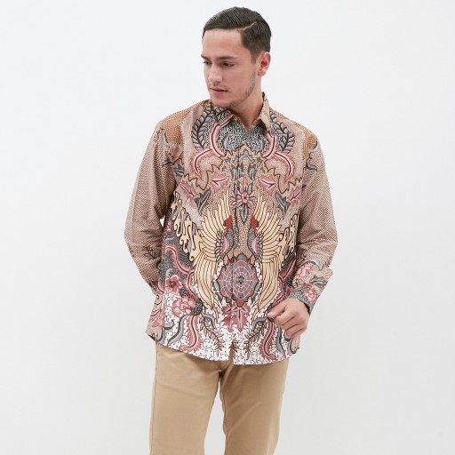 M231 Kemeja Pria Batik Panjang Coklat 1491b