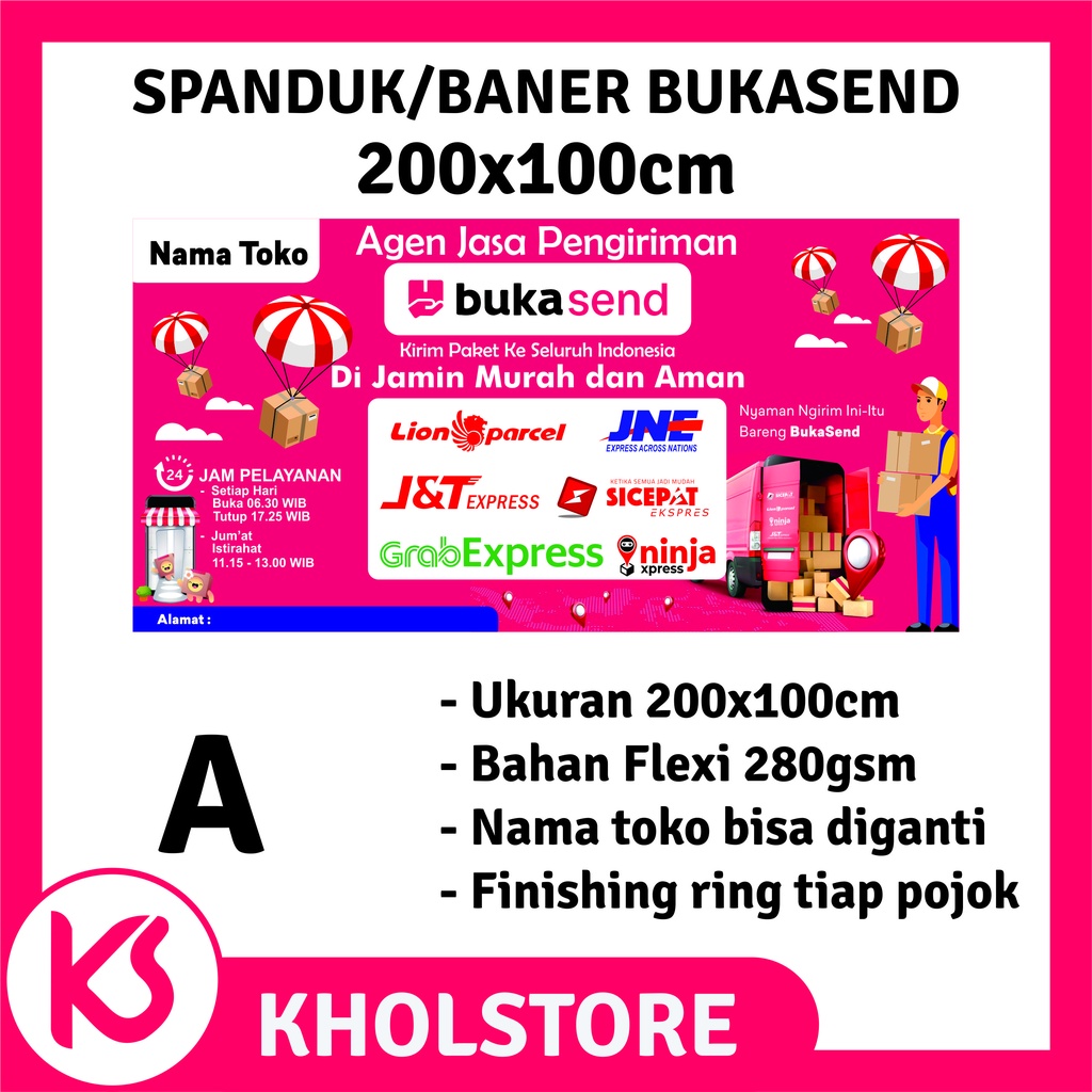 Banner Mitra BukaSend Ukuran 200x100cm