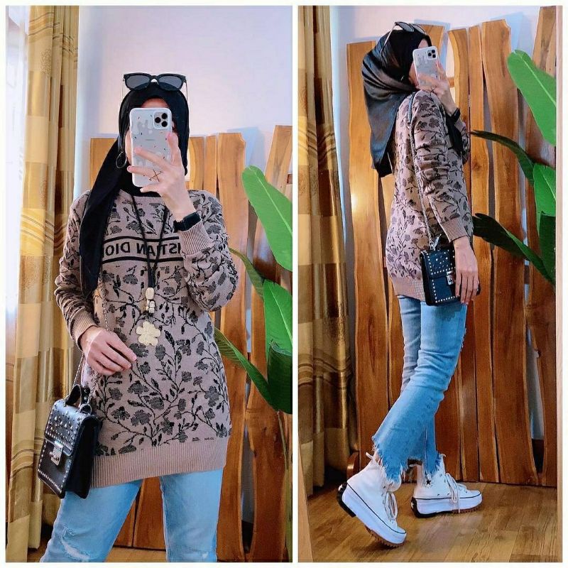 Christian Rajut, TUNIK RAJUT JUMBO CANTIK FIT XXL LD 100-124 BAHAN RAJUT PREMIUM TERMURAH OOTD MODIS