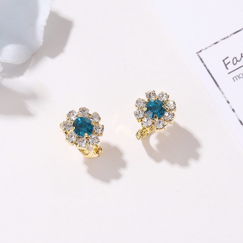 Anting-Anting Bunga Matahari Berlian Penuh Mode Anting-anting Aksesoris Fashion Korea