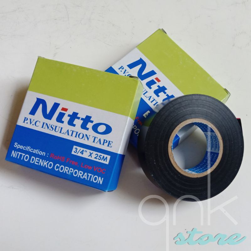 Lakban Hitam Solatip Hitam Isolasi Listrik Nitto PVC Insulation Tape Nitto Hitam