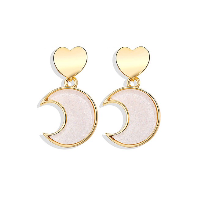 LRC Anting Tusuk Fashion Gold Love Sequins Geometric Earrings F96417