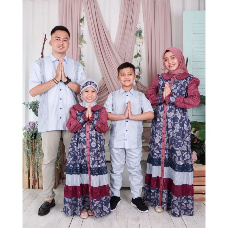 Shabbira flawery family set Gamis Couple by Alilac